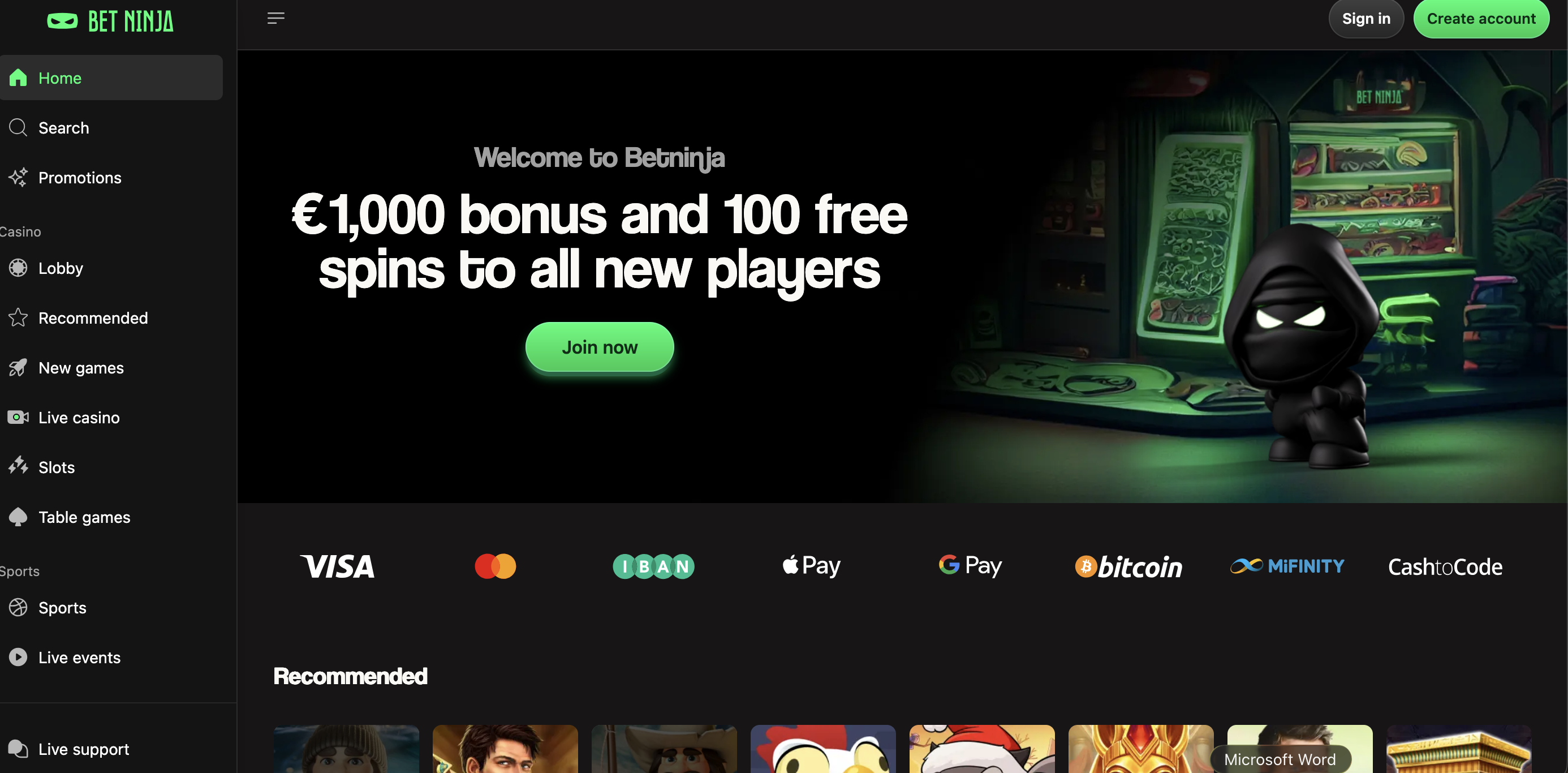 Betsio Casino Screenshot